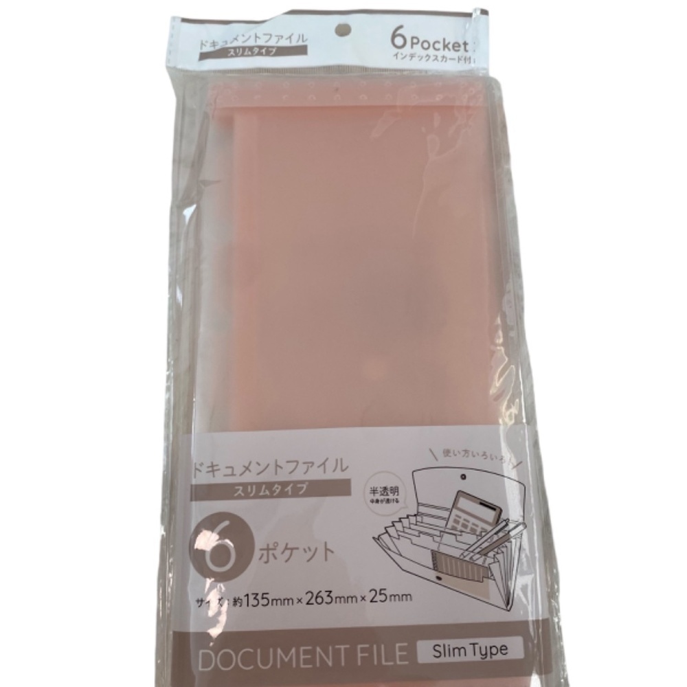 6-Pocket Document File with Index Card. Translucent. Peach